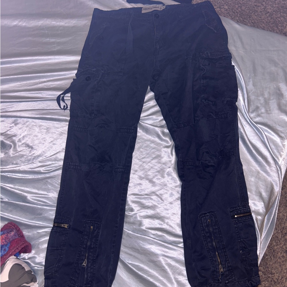 Abercrombie Distressed Navy Blue Cargo Pants